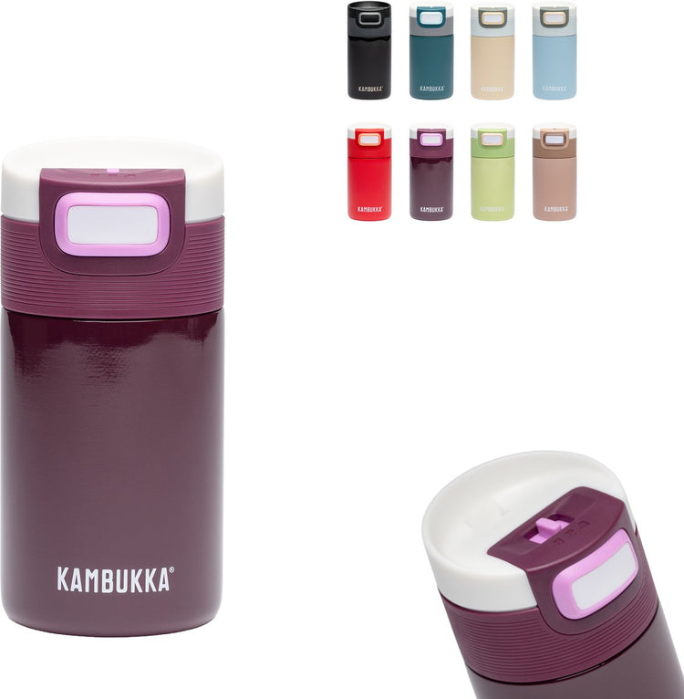 Kambukka etna tasse thermos 300 ml - tasse à café à emporter - facile à nettoyer - tasse à café étanche - tasse à thé - tasse de voyage - laque cerise violet