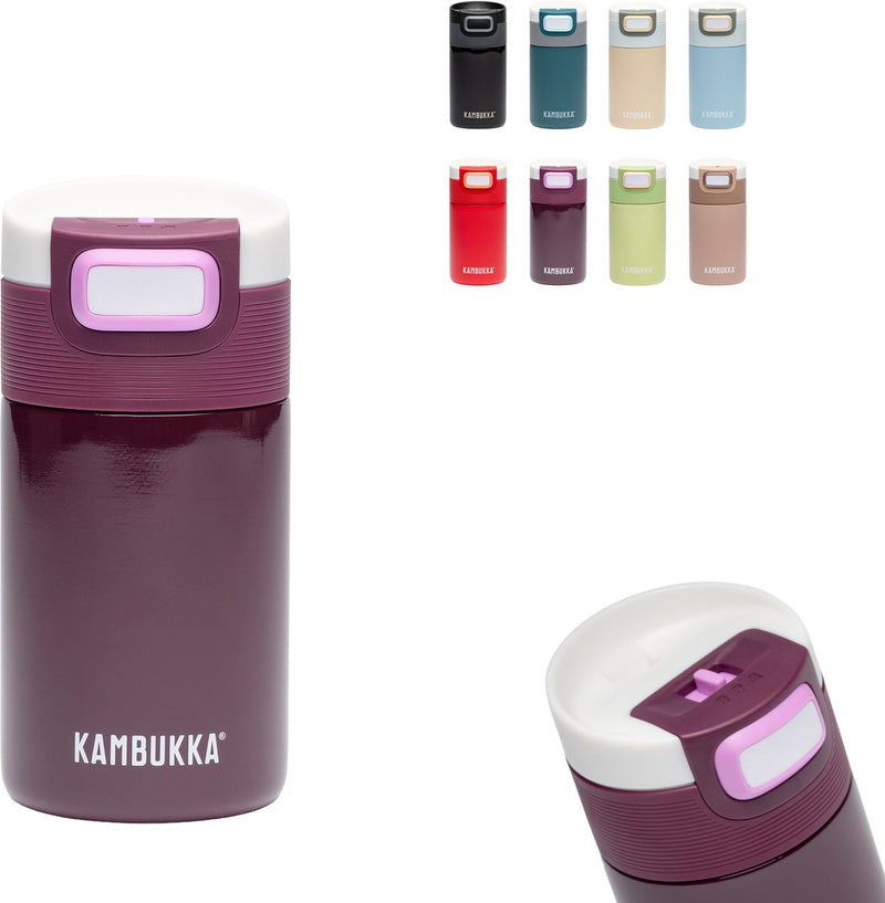Kambukka etna tasse thermos 300 ml - tasse à café à emporter - facile à nettoyer - tasse à café étanche - tasse à thé - tasse de voyage - laque cerise violet