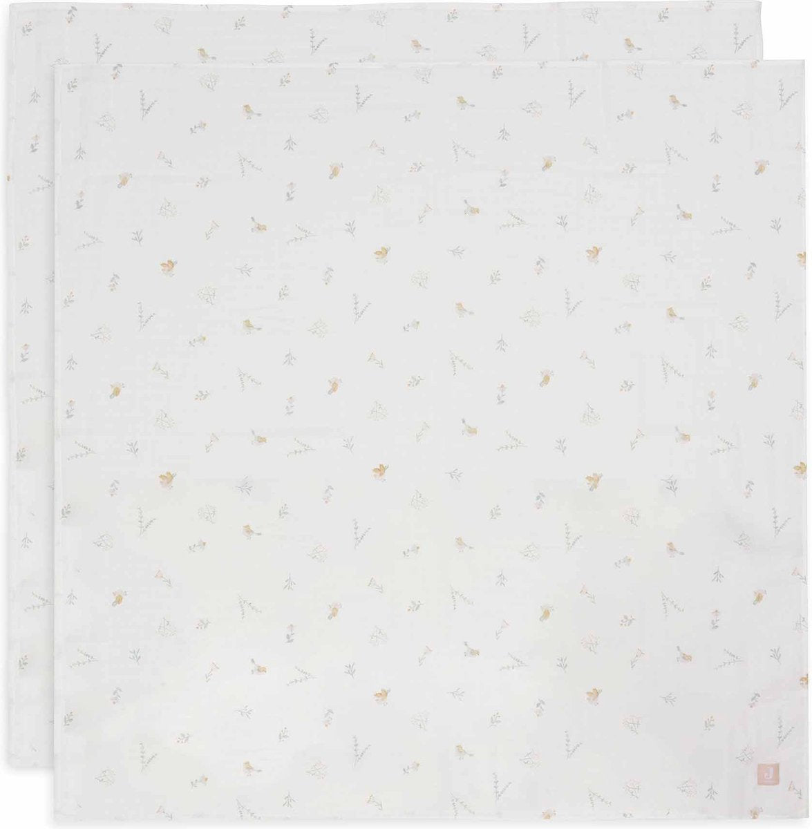 Jollein - tissu hydrophile grand 115x115cm - lange - coton doux - 2 pièces - jolis oiseaux