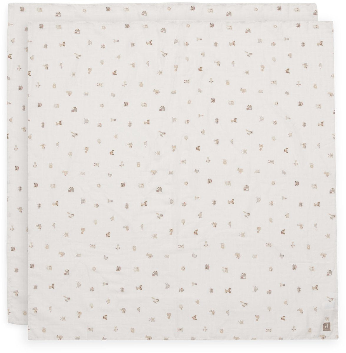Tissu hydrophile Jollein grand - 115x115cm - amis des animaux - 2 pièces