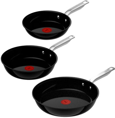 Tefal experience ceram - set de casseroles - 20 24 28 cm - noyau fusion - céramique - induction - ergonomique - sans pfas
