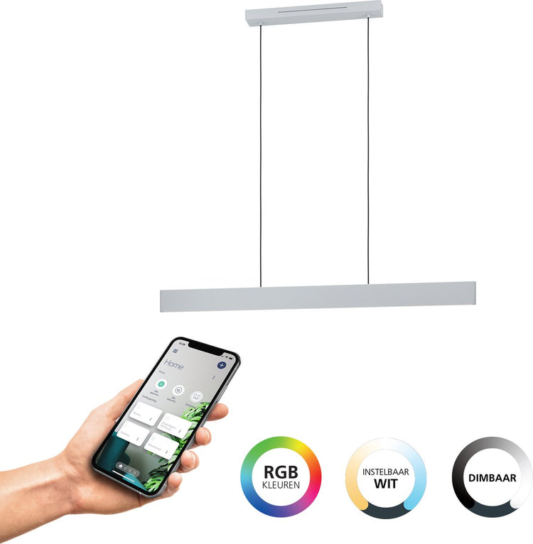 Eglo connect.z andreas-z suspension - 117 cm - gris|blanc - lumière blanche rgb réglable - dimmable - zigbee