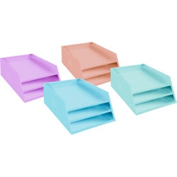 Corbeille à courrier exacompta 13496d assortiment aquarelle lot de 4