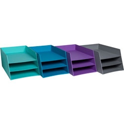 Corbeille à courrier exacompta 13450dteksto assortiment de couleurs pack de 4