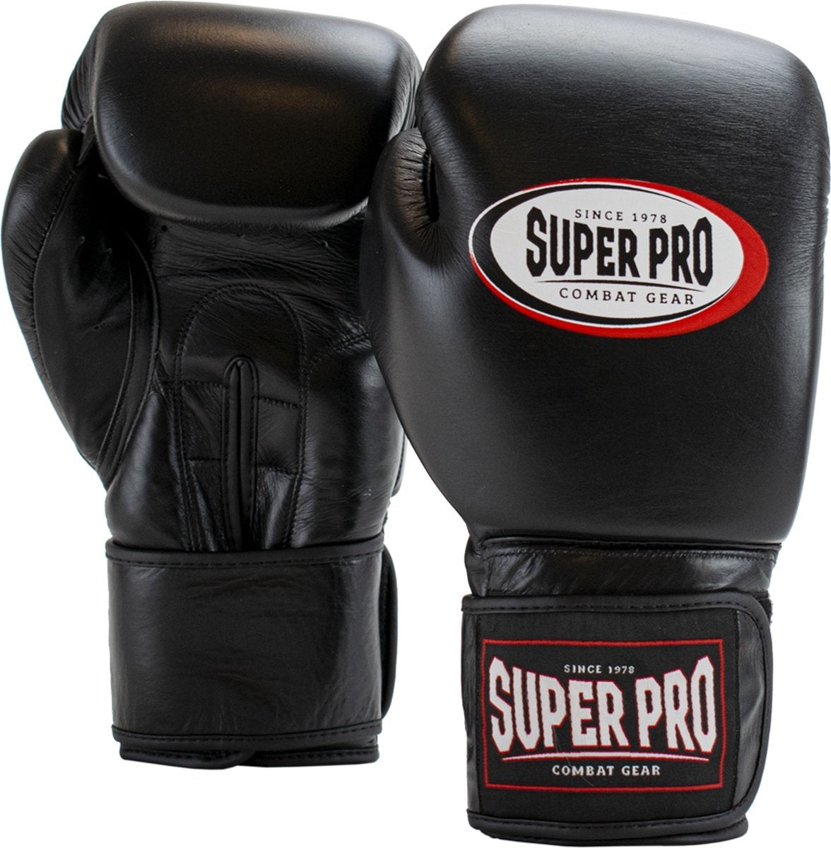 Super pro combat gear thai-pro cuir (thai) gants de boxe noir 14oz