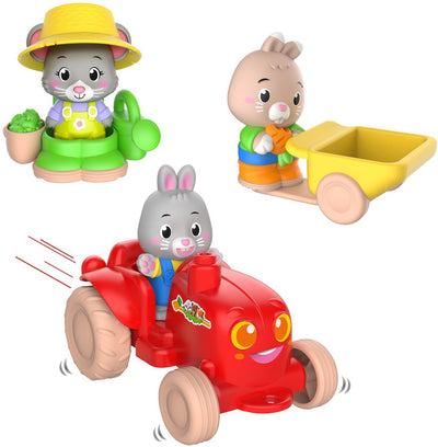 Kit de jeu de jardinage Klorofil – tracteur avec brouette attachée, tenue de jardinier avec arrosoir et accessoires – y compris figurine de souris Brie – jouet à partir de 18 mois – stimule l'imagination et le jeu de rôle