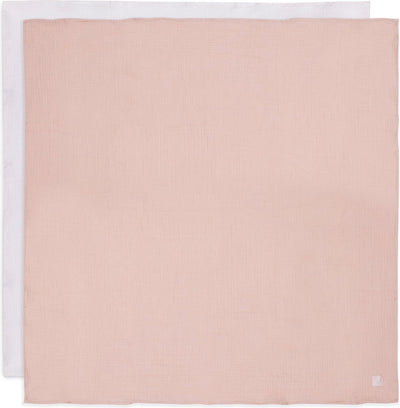 Jollein tissu hydrophile grand - 115x115cm - ivoire rose sauvage - paquet de 2