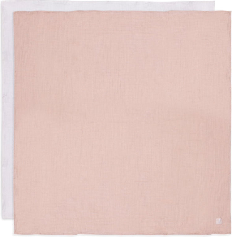 Jollein tissu hydrophile grand - 115x115cm - ivoire rose sauvage - paquet de 2