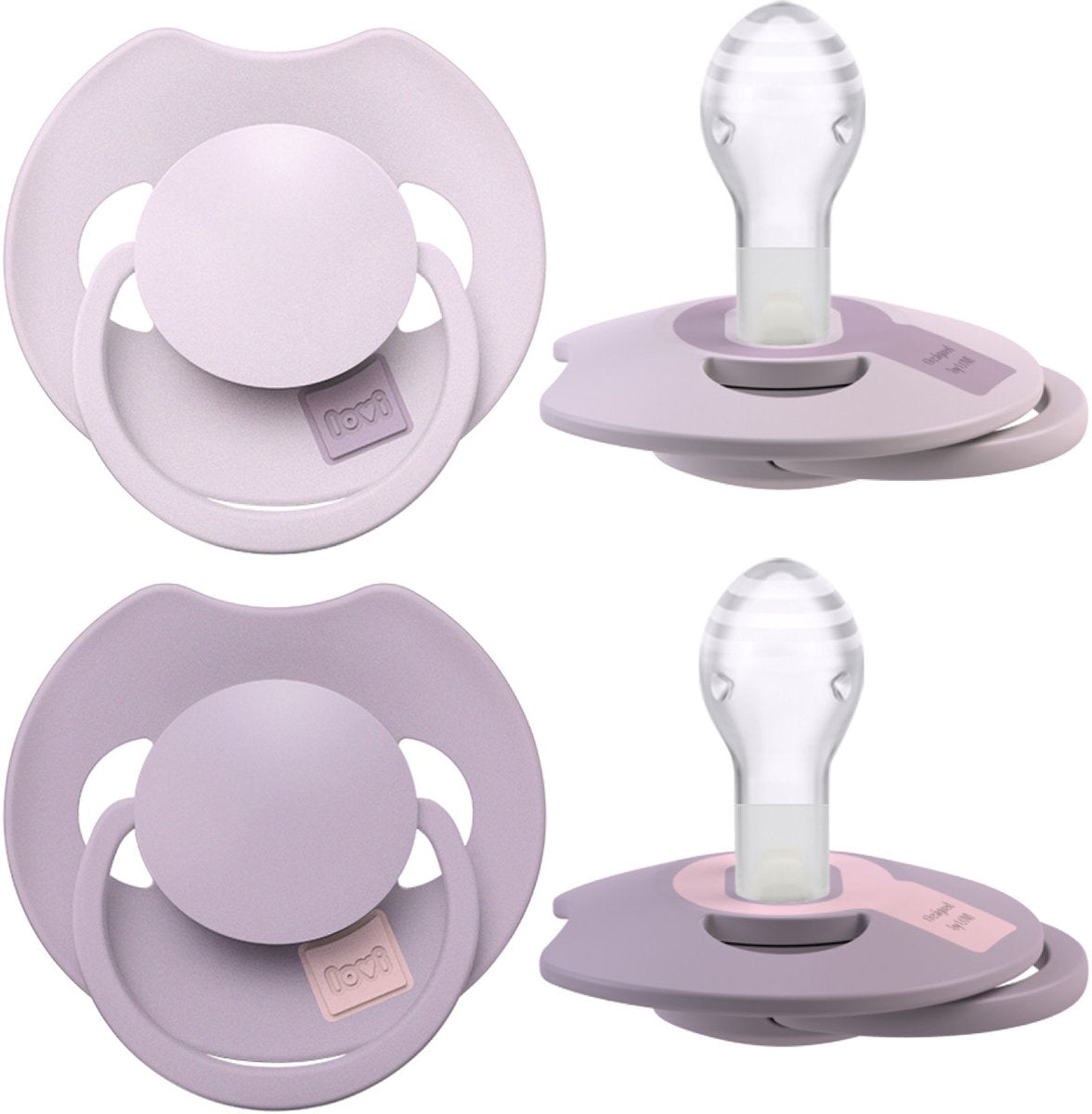 Difrax lovi sucette dynamique - prime - 18+ mois - rose violet clair - 2 pièces