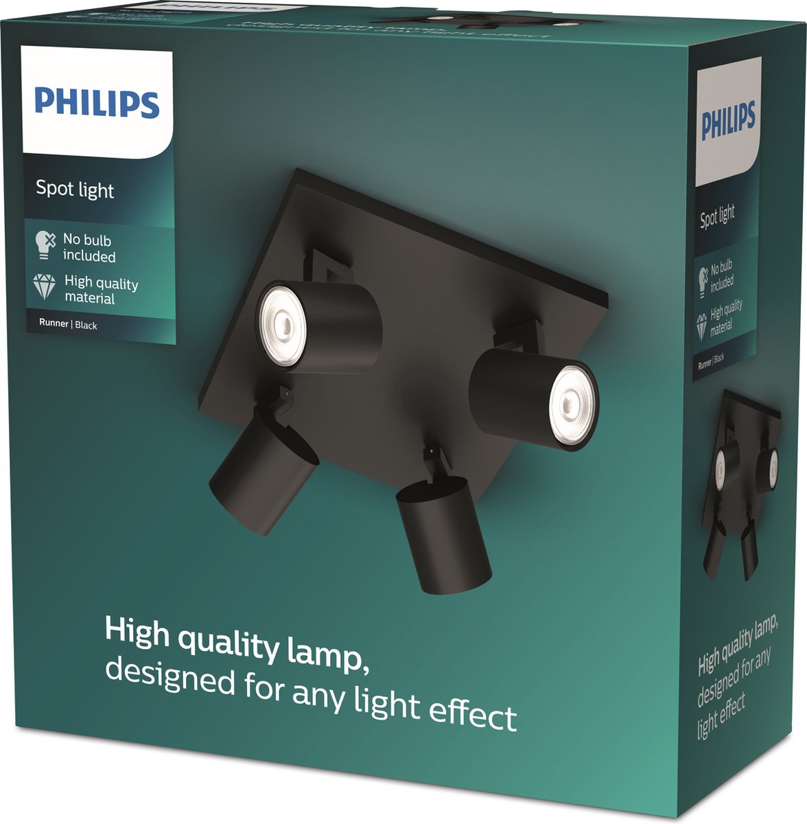 Philips LED Spot en saillie Philips Runner - 4 lumières - noir