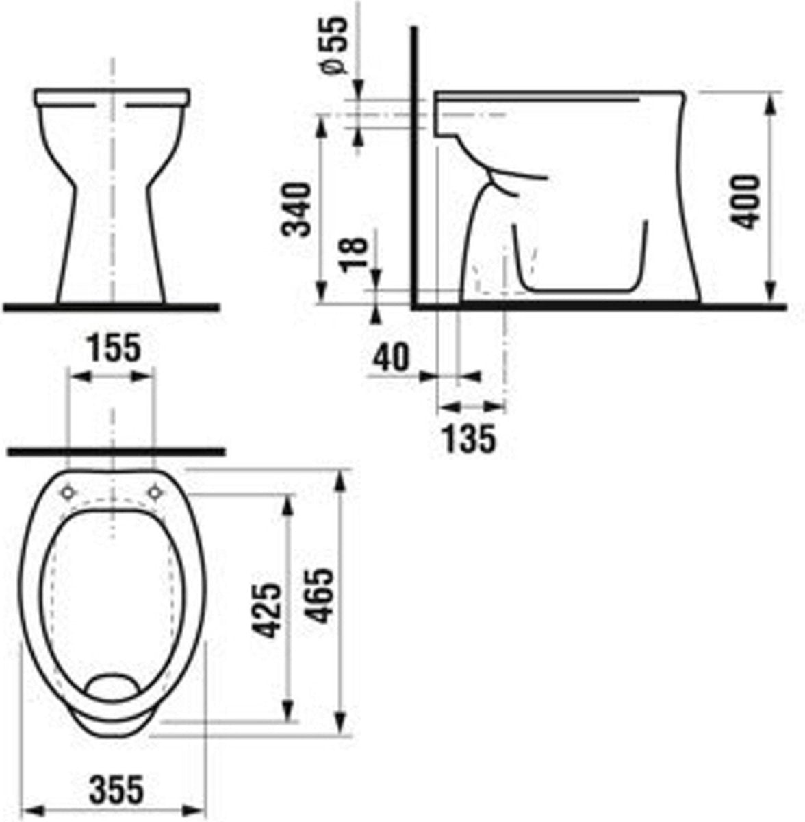 Plieger brussels cuvette de toilette à chasse plate ao 35,5x46,5cm blanc
