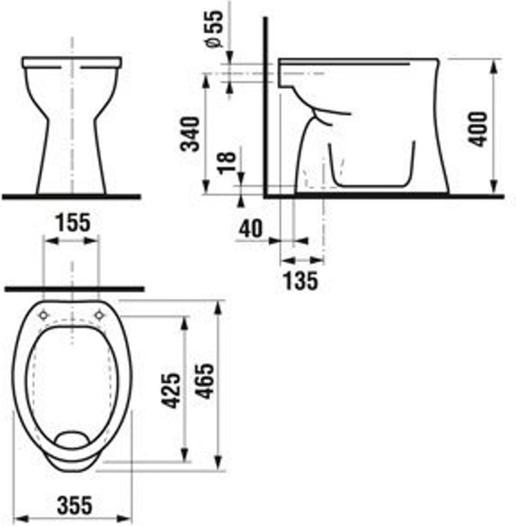 Plieger brussels cuvette de toilette à chasse plate ao 35,5x46,5cm blanc