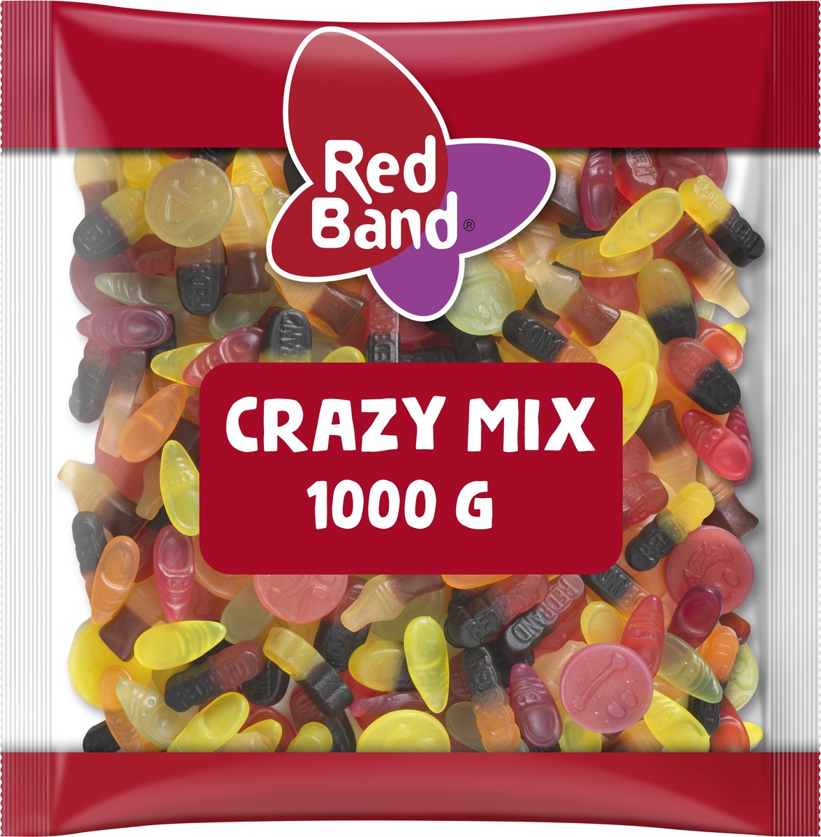 Bonbons crazy mix bande rouge - mélange sucré - sachet 1000g