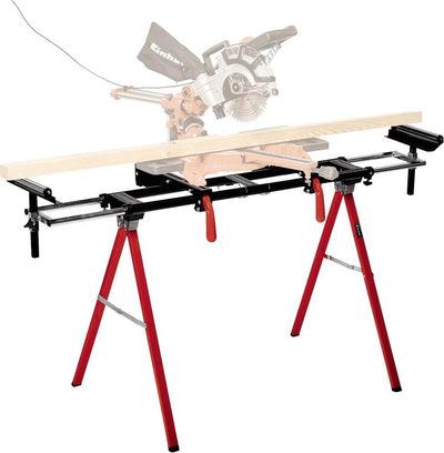 Train de roulement Einhell mss 1608 - capacité de chargement maximale de 80 kg - train de roulement pour scies à tronçonner - réglable en hauteur - porte-pièces extensible avec rouleaux de guidage - pliable de manière compacte