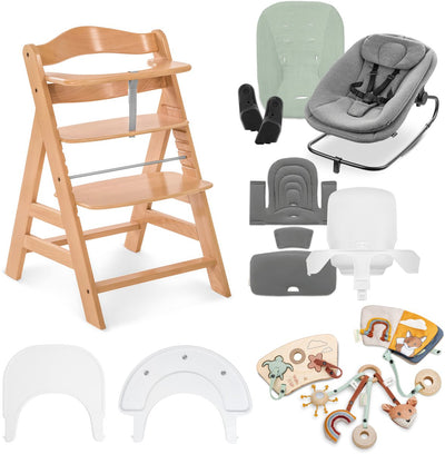 Hauck alpha start n grow set - ensemble de démarrage de chaise haute - de la naissance à l'âge adulte - gris foncé naturel