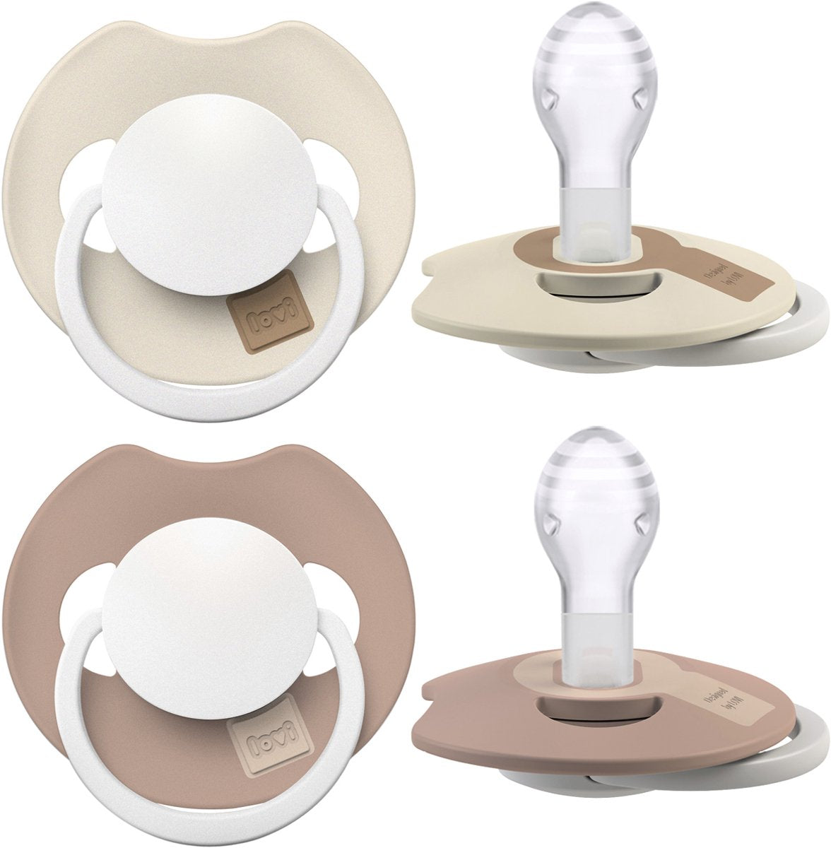 Sucette Difrax lovi Dynamic Prime Glow - 18+ mois - beige et marron - 2 pièces