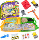 Sable cinétique - ensemble de jeu de chantier avec sable de jeu malléable - 453 g de sable de jeu, 2 camions jouets, grue, outils et boîte de rangement - jouets sensoriels
