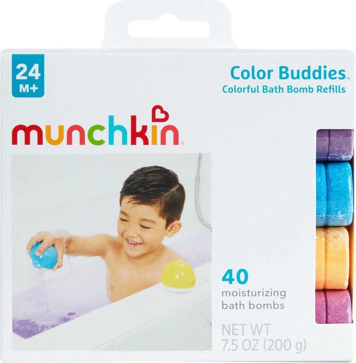Comprimés effervescents Munchkin pour le bain - recharge de bombes de couleur - 40 comprimés effervescents - comprimés effervescents pour le bain - conçus pour être utilisés avec le laboratoire colormix et les copains de couleur