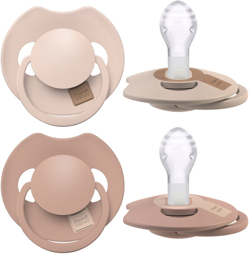 Difrax lovi sucette dynamique - prime - 18+ mois - beige marron - 2 pièces