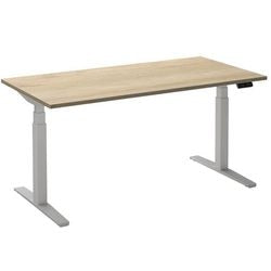 Bureau assis-debout ceha ade2plhl148q9016rew chêne mélaminé blanc, métal