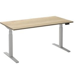 Bureau assis-debout ceha ade2plhl168q9016rew chêne mélaminé blanc, métal