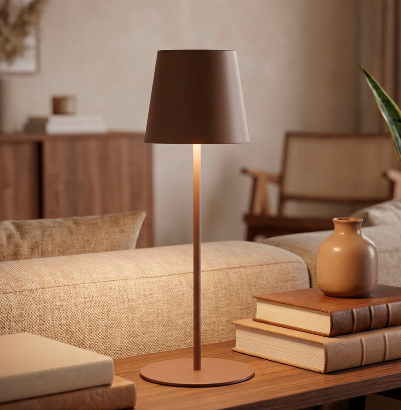 Briloner kiki - lampe de table rechargeable - dimmable - pour intérieur et extérieur - réglable en hauteur - lumière blanc chaud - marron