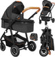 Lionelo amber 2 in 1 - kinderwagen - reiswieg + buggy - vanaf geboorte tot 22 kg (0-4 jaar) - luchtbanden - volledige vering - comfortabel ligmatras - snel inklapbaar - luiertas - klamboe - regenhoes - verschoonmatje - wandelwagen - baby peuter