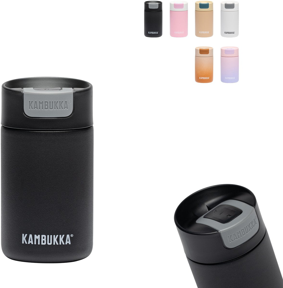 Kambukka tasse thermos Olympus 300 ml - tasse à café à emporter - facile à nettoyer - tasse à café anti-fuite - acier inoxydable - noir