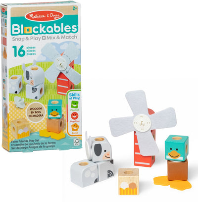 Set de jeu d'amis de la ferme Melissa Doug Blockables (16pc)