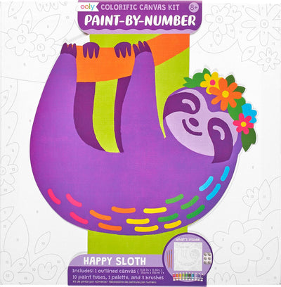 Kit de peinture sur toile Ooly colorific par numéro, paresseux heureux