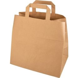 Sac de transport Papstar avec poignée 250x260x170mm papier kraft marron