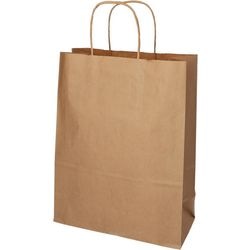 Sac de transport Papstar avec poignée torsadée 280x220x100mm papier kraft marron
