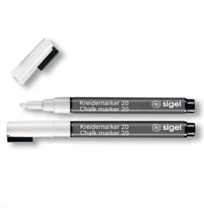Marqueur à craie Sigel sans marque sans marque - blanc - pointe ronde 1-2 mm - 2 pièces - si-ba178