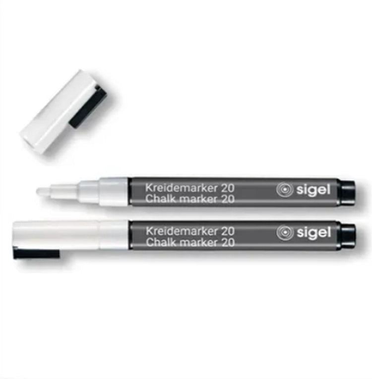 Marqueur à craie Sigel sans marque sans marque - blanc - pointe ronde 1-2 mm - 2 pièces - si-ba178