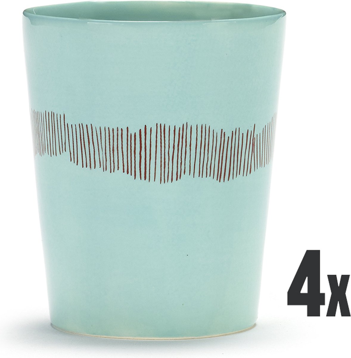 Serax - fête ottolenghi - tasse à thé - bleu azur rouge - 8 ø - 4 pièces