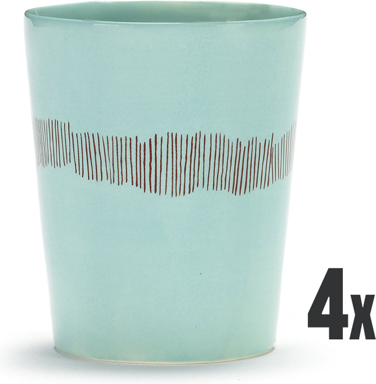 Serax - fête ottolenghi - tasse à thé - bleu azur rouge - 8 ø - 4 pièces