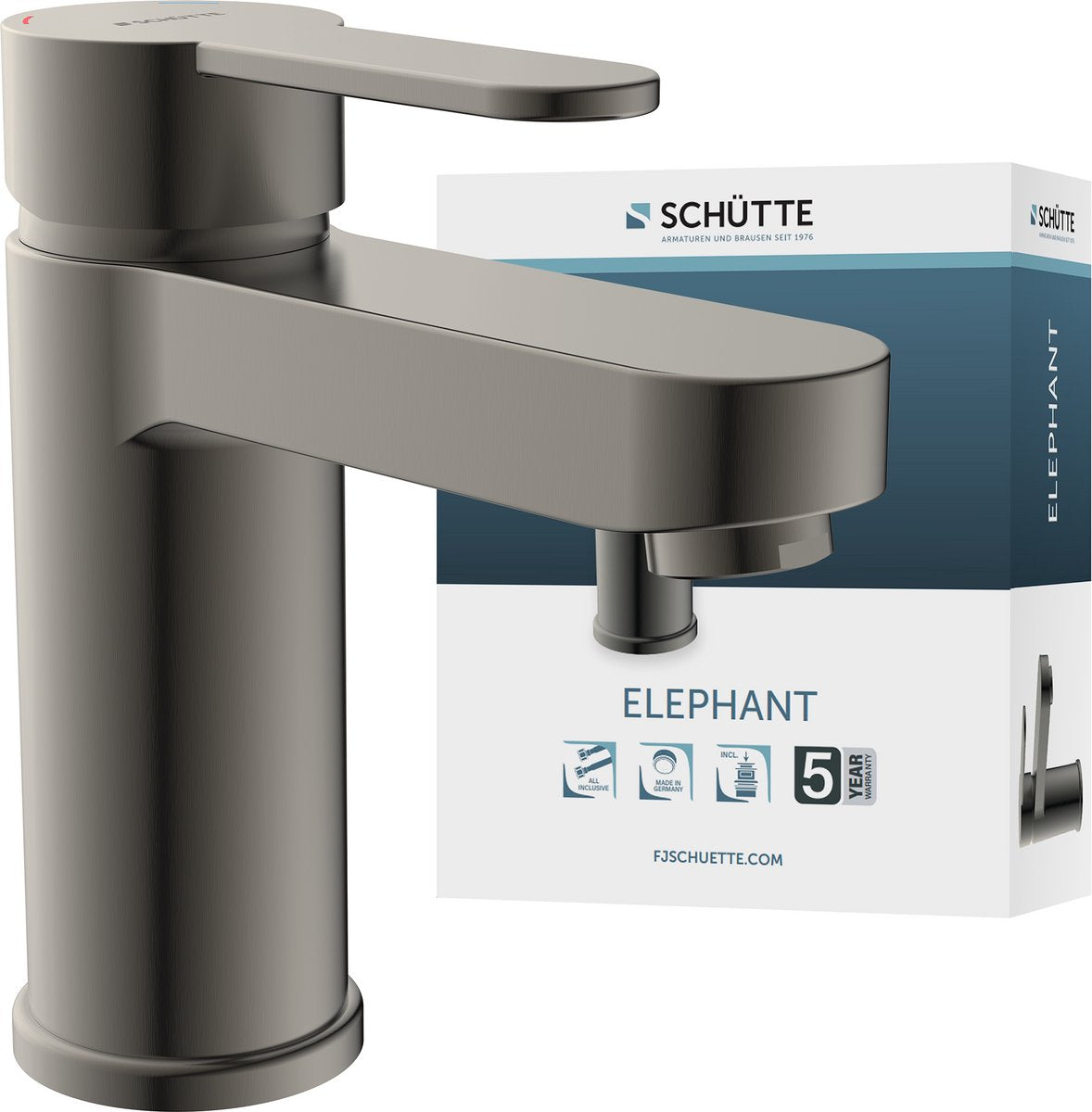 Robinet de lavabo Schütte éléphant - mitigeur - avec vidage - graphite mat