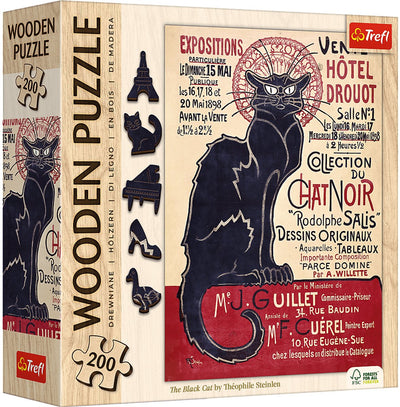 Puzzle en bois Trefl le chat noir - puzzle artistique 200 pièces.