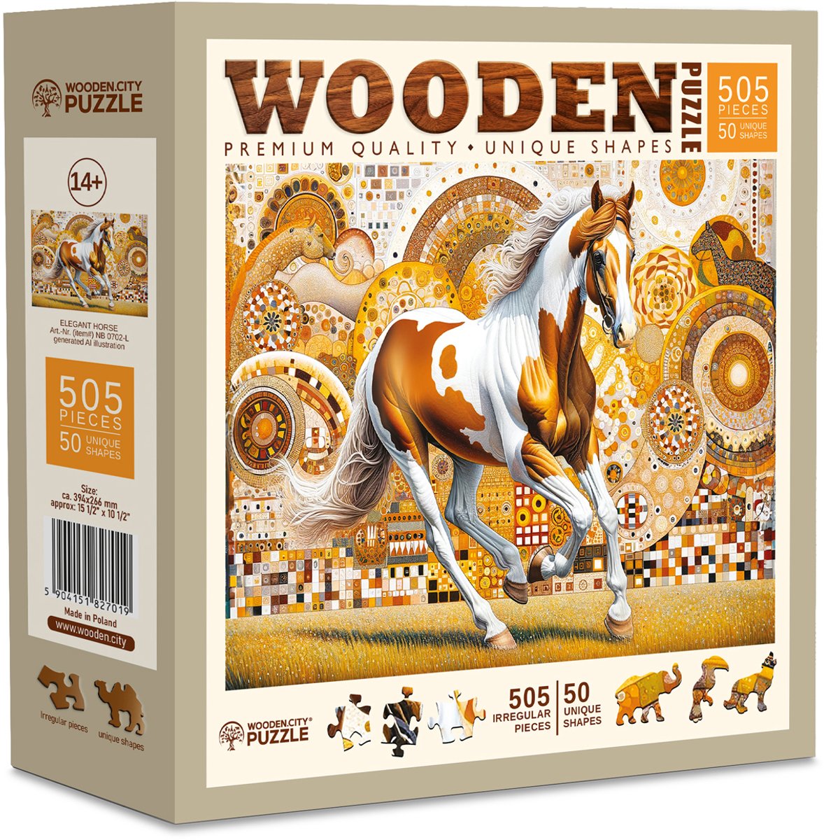 Ville en bois wooden.city puzzle en bois cheval élégant - puzzle animalier 500 pièces.