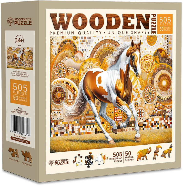 Ville en bois wooden.city puzzle en bois cheval élégant - puzzle animalier 500 pièces.