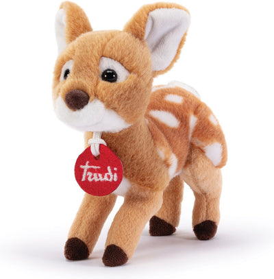 Trudi - pas de peluche cerf 16 cm - fait main en Italie - peluche douce - peluche pour garçons et filles - marron blanc - 8x16x14 cm taille xs