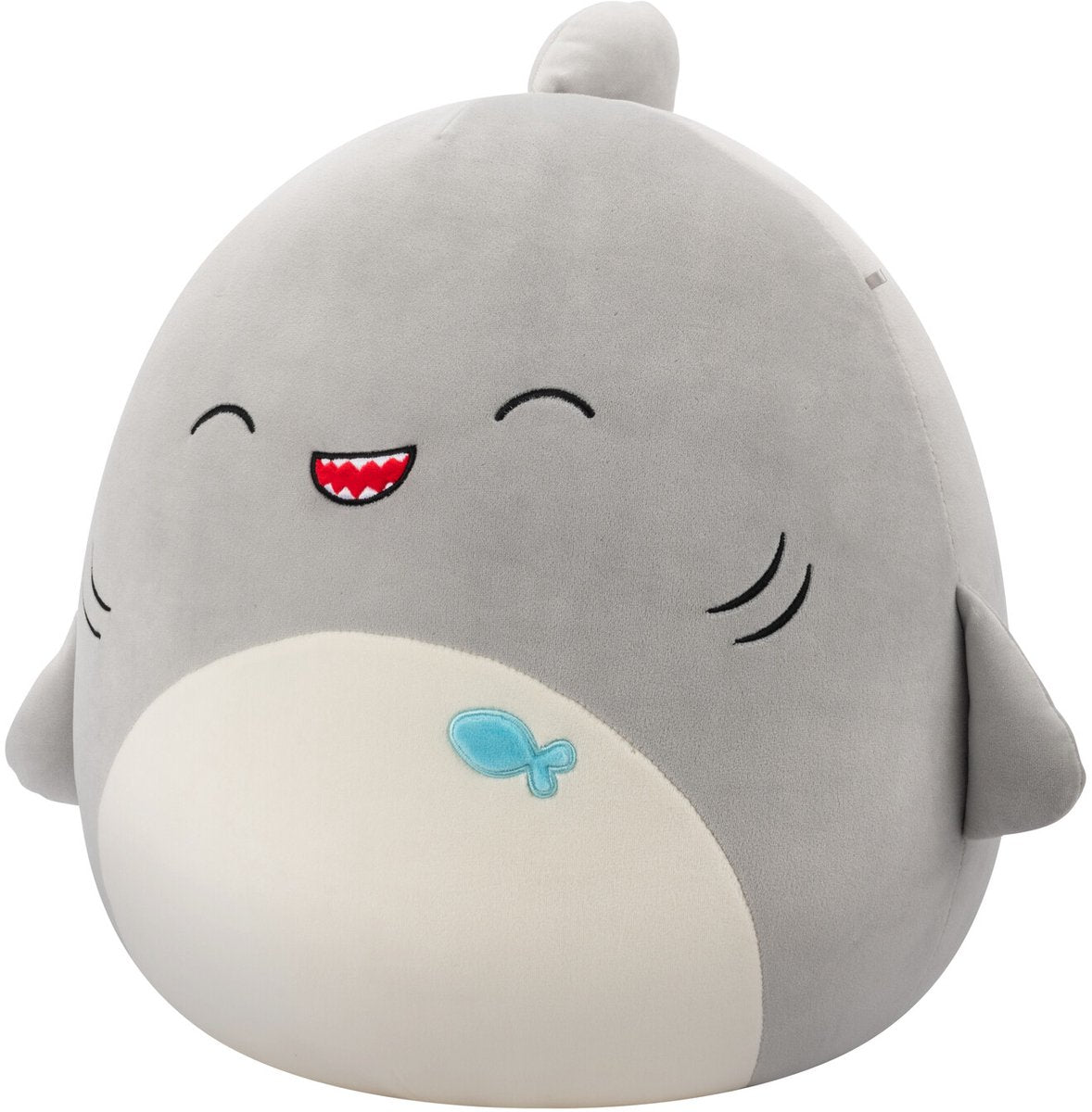 Squishmallows - gordon - requin gris aux yeux heureux - peluche 40cm