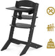 Chaise haute en bois Geuther - syt - chaise de croissance pour enfants de 6 à 36 mois - avec plateau de nourriture - ceinture de sécurité 5 points - 61x49x83cm - noir