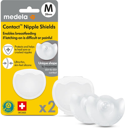 Medela protège-mamelons de contact – aide à l'allaitement – taille m – 20 mm – 2 pièces