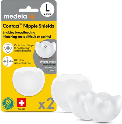 Medela protège-mamelons de contact - aide à l'allaitement - taille l - 24 mm - 2 pièces