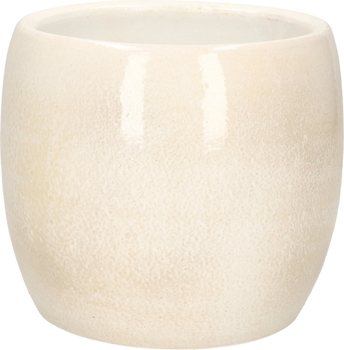 Pot de fleur décorations en mica - beige - céramique - 16 x 14 cm - pots de plantes d'intérieur