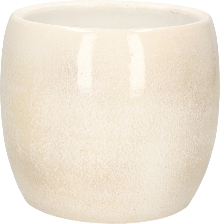 Pot de fleur décorations en mica - beige - céramique - 16 x 14 cm - pots de plantes d'intérieur