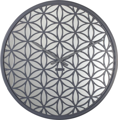 Nexttime - horloge murale - 50 cm - miroir en bois - gris - 'miroir bella'