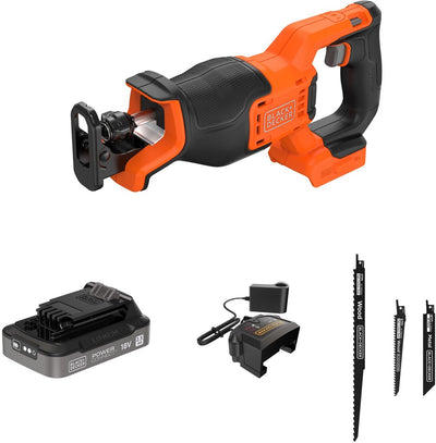 Scie alternative sans balais Black+decker 18 V avec 3 accessoires (avec 2 batteries 2,5 Ah et chargeur) - blcr78e1-qw