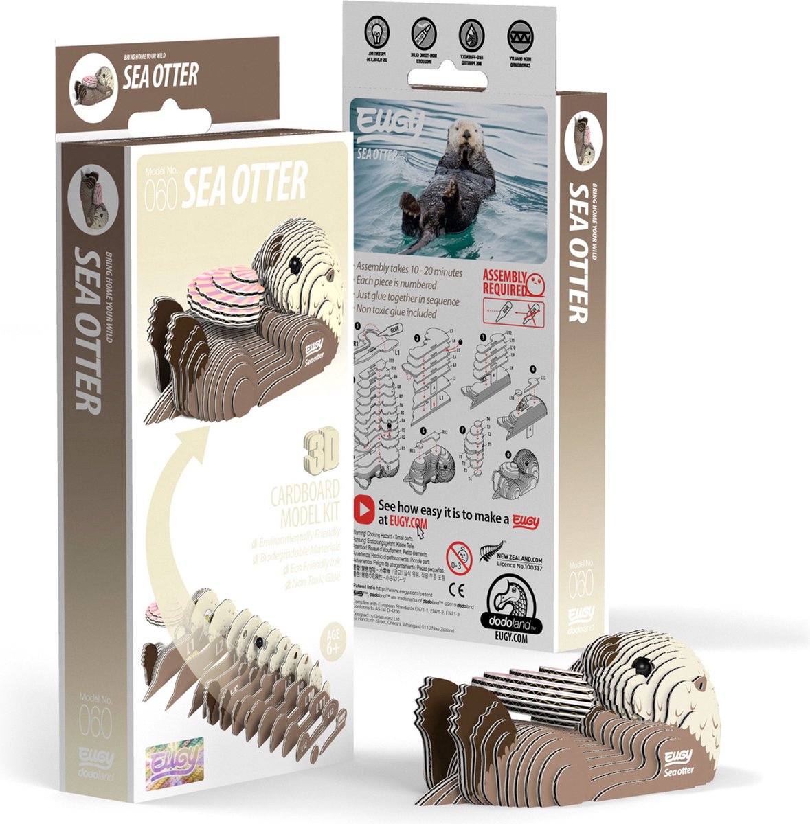 Puzzle 3D Eugy - loutre de mer - animaux marins - durable - collectionnez-les tous - 6 ans